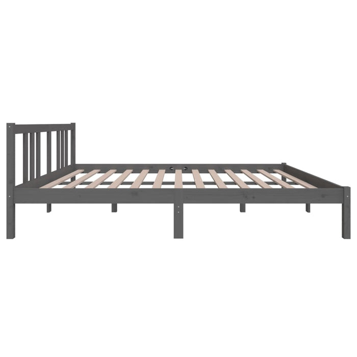 Bed Frame without Mattress Grey Solid Wood 150x200 cm King Size King Size