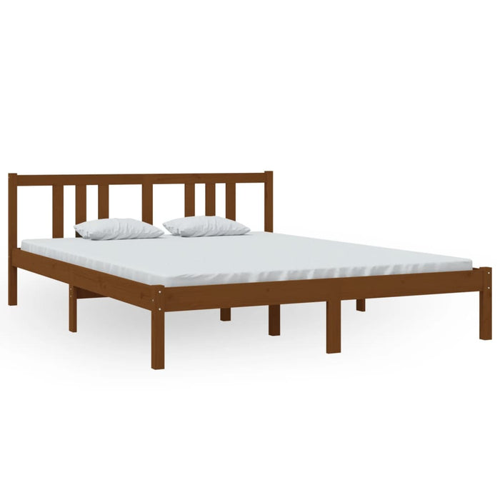 Bed Frame without Mattress Honey Brown Solid Wood 150x200 cm King Size