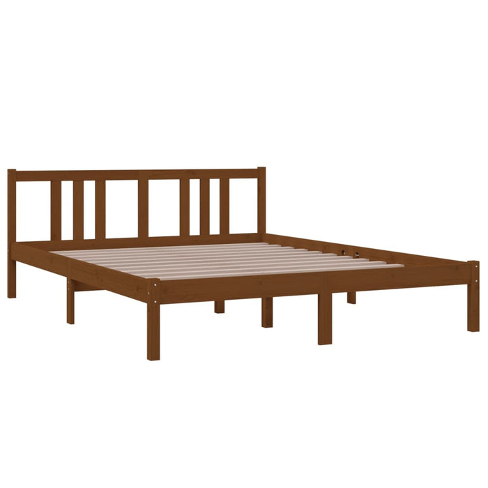 Bed Frame without Mattress Honey Brown Solid Wood 150x200 cm King Size