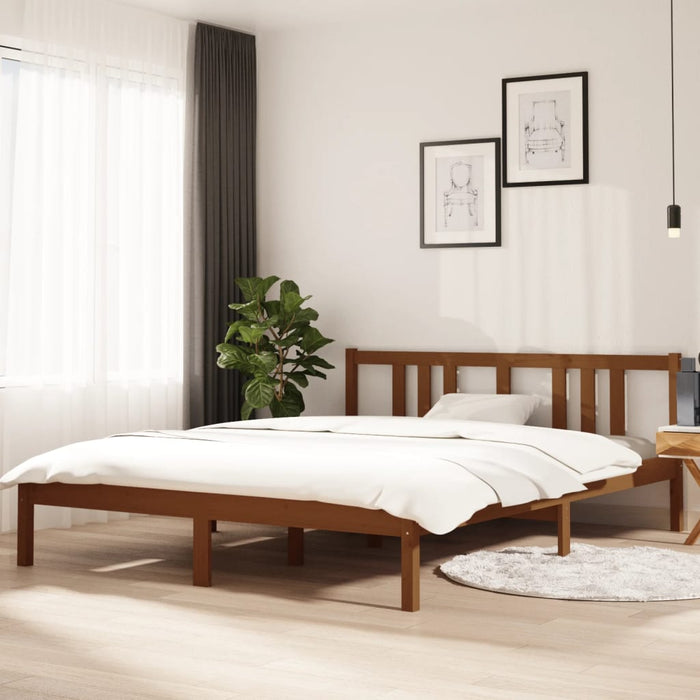 Bed Frame without Mattress Honey Brown Solid Wood 150x200 cm King Size