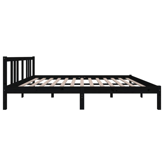 Bed Frame without Mattress Black Solid Wood 150x200 cm King Size King Size