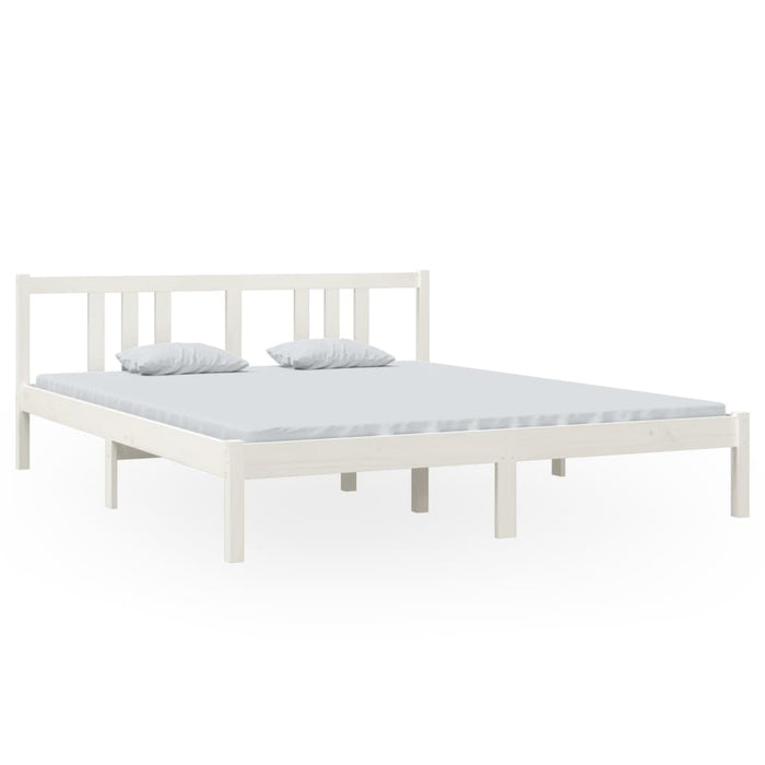 Bed Frame without Mattress White Solid Wood 160x200 cm