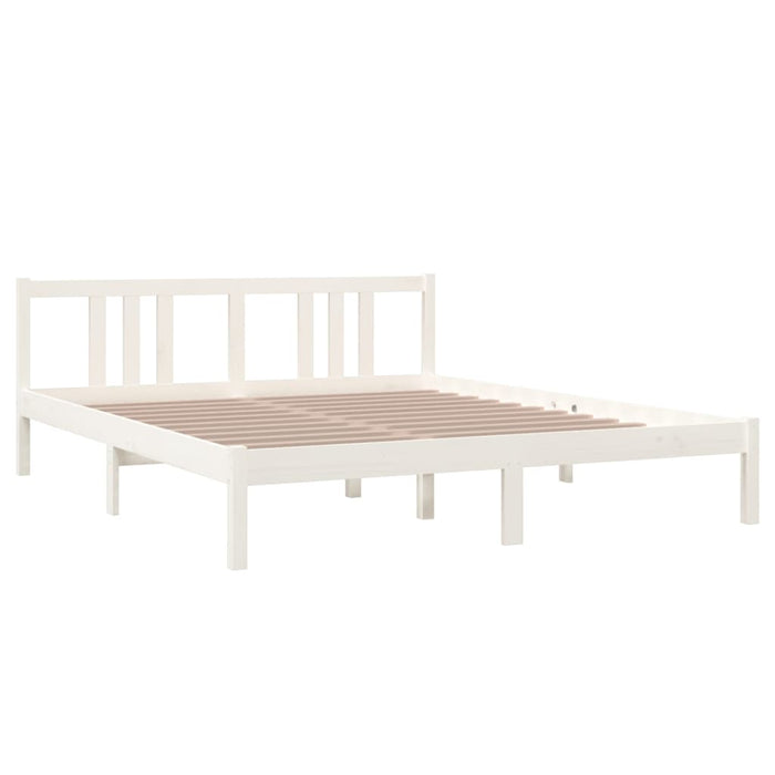 Bed Frame without Mattress White Solid Wood 160x200 cm