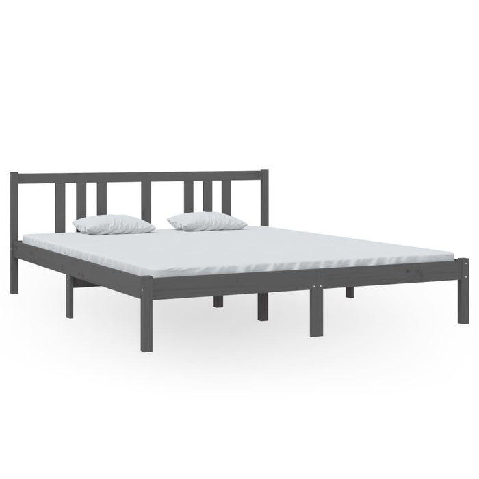 Bed Frame without Mattress Grey Solid Wood 160x200 cm