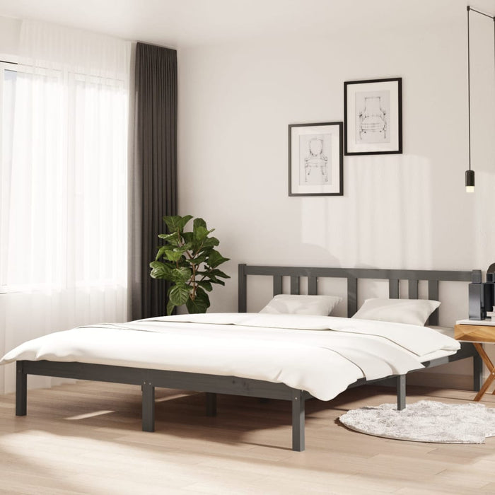 Bed Frame without Mattress Grey Solid Wood 160x200 cm