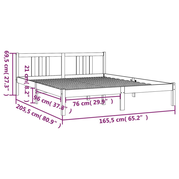 Bed Frame without Mattress Black Solid Wood 160x200 cm