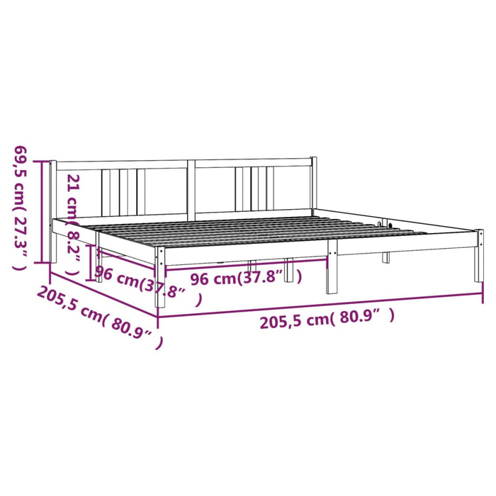 Bed Frame without Mattress Grey Solid Wood 200x200 cm