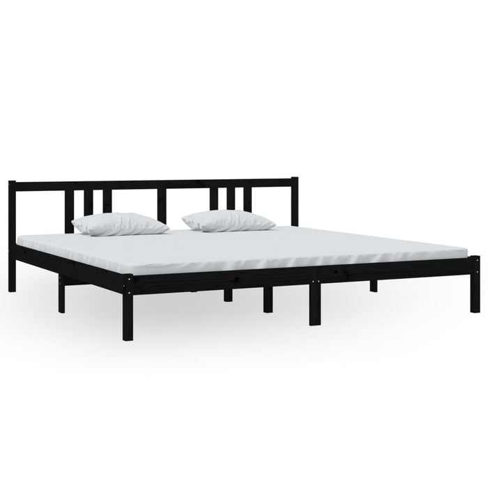 Bed Frame without Mattress Black Solid Wood 200x200 cm