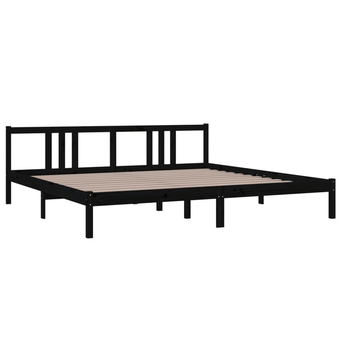 Bed Frame without Mattress Black Solid Wood 200x200 cm