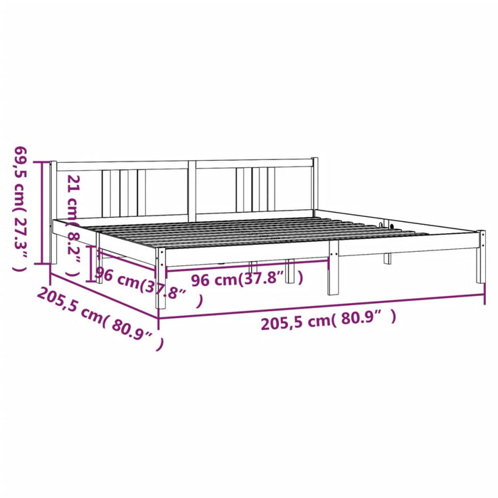 Bed Frame without Mattress Black Solid Wood 200x200 cm