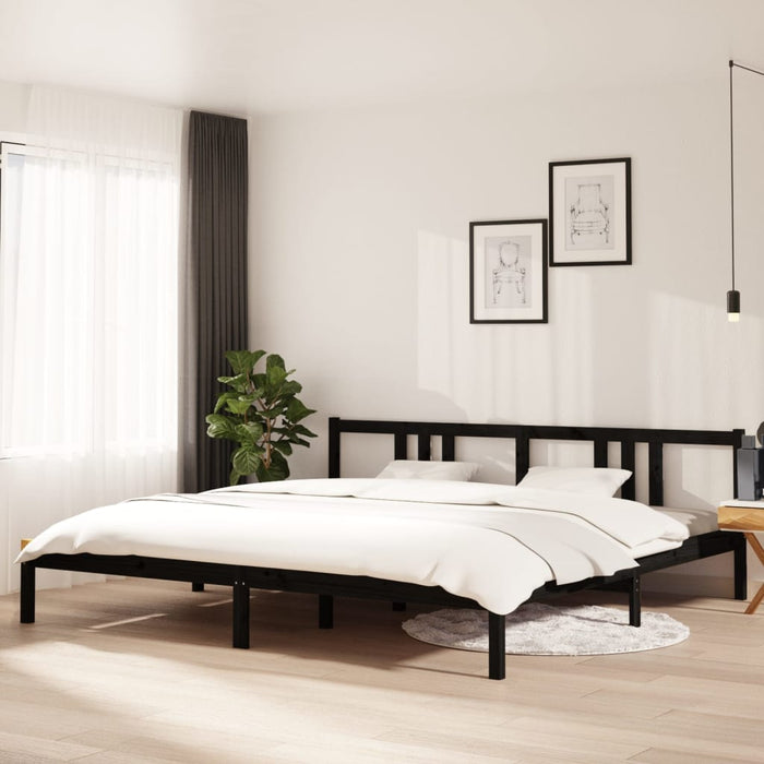 Bed Frame without Mattress Black Solid Wood 200x200 cm