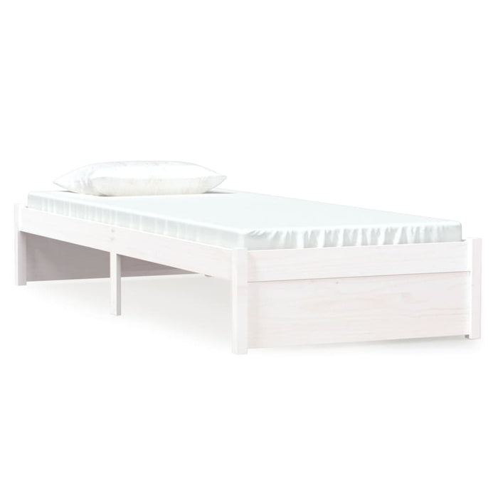 Bed Frame without Mattress White Solid Wood 75x190 cm Small Single