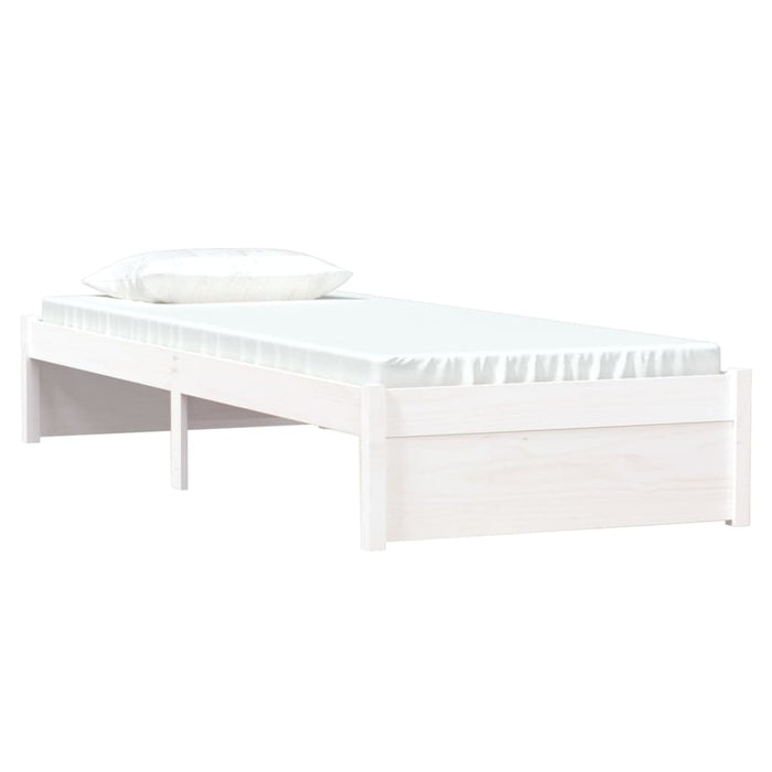 Bed Frame without Mattress White Solid Wood 75x190 cm Small Single