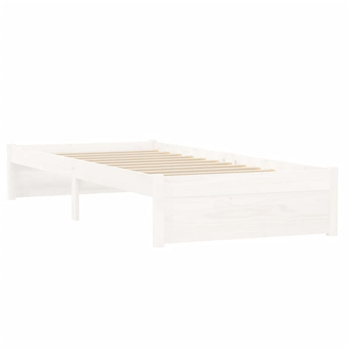 Bed Frame without Mattress White Solid Wood 75x190 cm Small Single