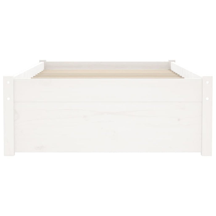 Bed Frame without Mattress White Solid Wood 75x190 cm Small Single