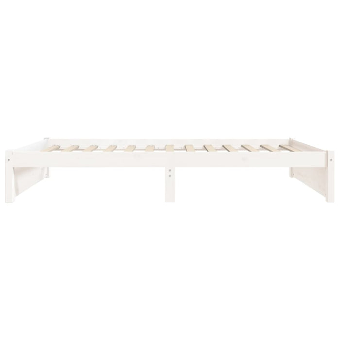 Bed Frame without Mattress White Solid Wood 75x190 cm Small Single