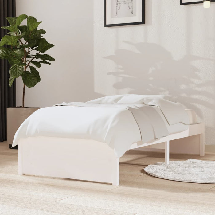 Bed Frame without Mattress White Solid Wood 75x190 cm Small Single