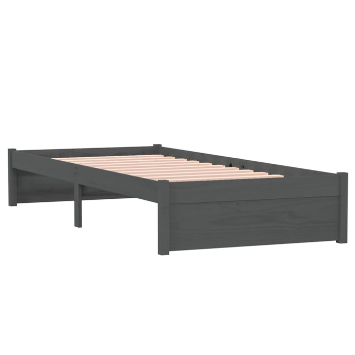 Bed Frame without Mattress Grey Solid Wood 75x190 cm Small Single Small Single