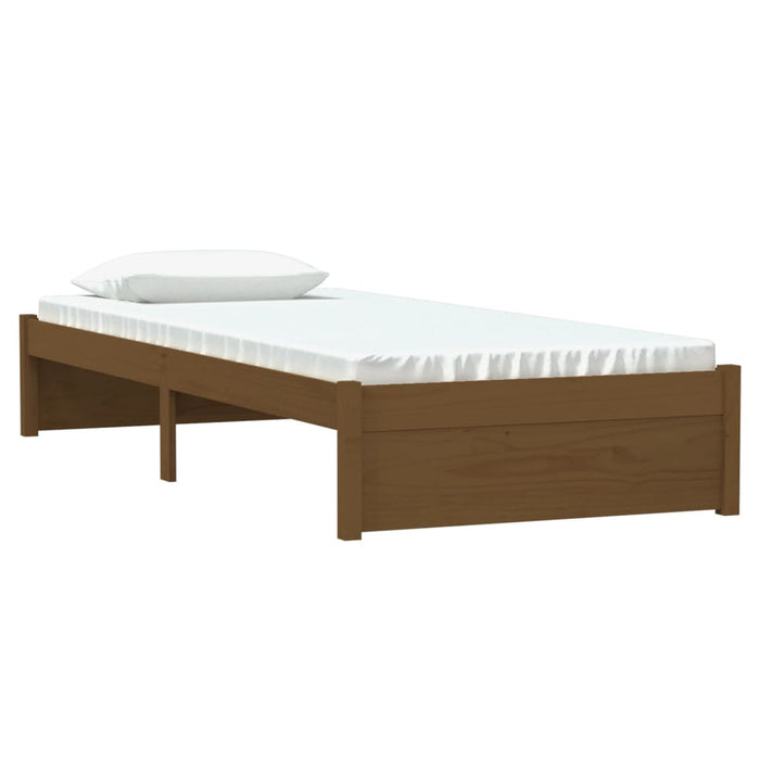 Bed Frame without Mattress Honey Brown Solid Wood 75x190 cm Small Single