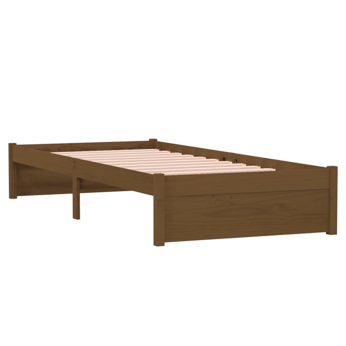 Bed Frame without Mattress Honey Brown Solid Wood 75x190 cm Small Single