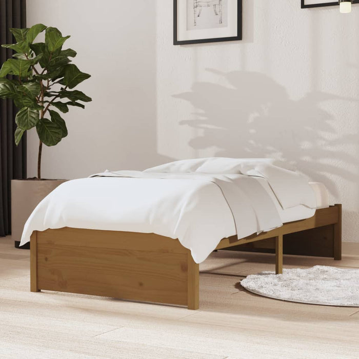 Bed Frame without Mattress Honey Brown Solid Wood 75x190 cm Small Single