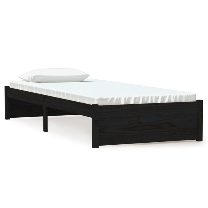 Bed Frame without Mattress Black Solid Wood 75x190 cm Small Single