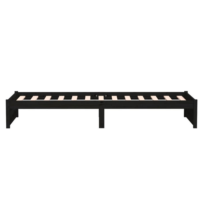 Bed Frame without Mattress Black Solid Wood 75x190 cm Small Single