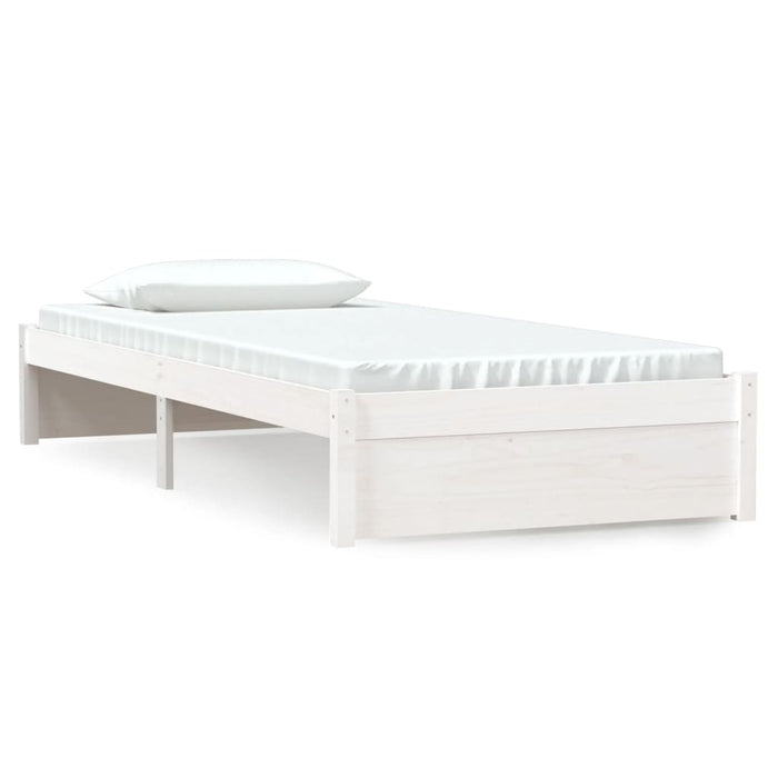 Bed Frame without Mattress White Solid Wood 90x190 cm Single Single