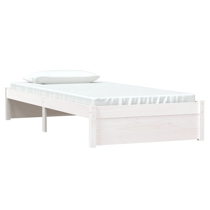 Bed Frame without Mattress White Solid Wood 90x190 cm Single Single