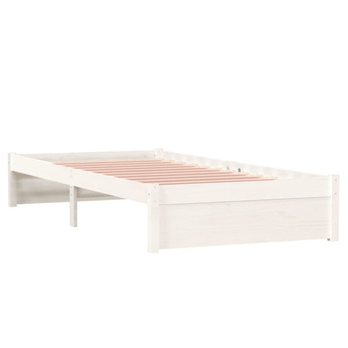 Bed Frame without Mattress White Solid Wood 90x190 cm Single Single