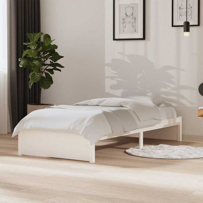 Bed Frame without Mattress White Solid Wood 90x190 cm Single Single