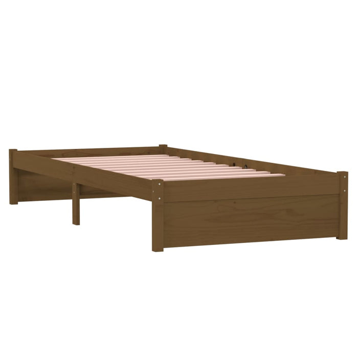 Bed Frame without Mattress Honey Brown Solid Wood 90x190 cm Single