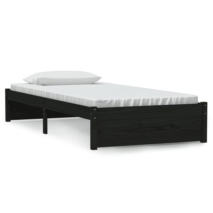 Bed Frame without Mattress Black Solid Wood 90x190 cm Single Single