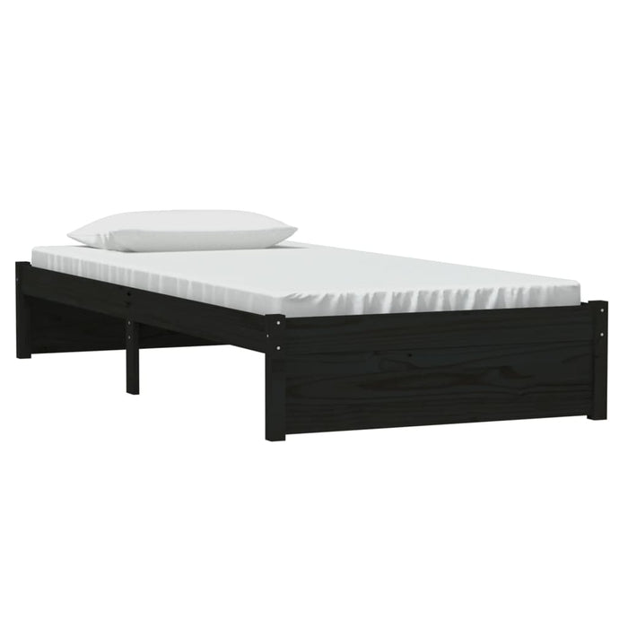 Bed Frame without Mattress Black Solid Wood 90x190 cm Single Single