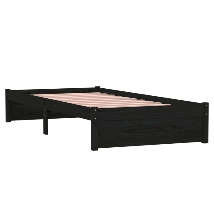 Bed Frame without Mattress Black Solid Wood 90x190 cm Single Single