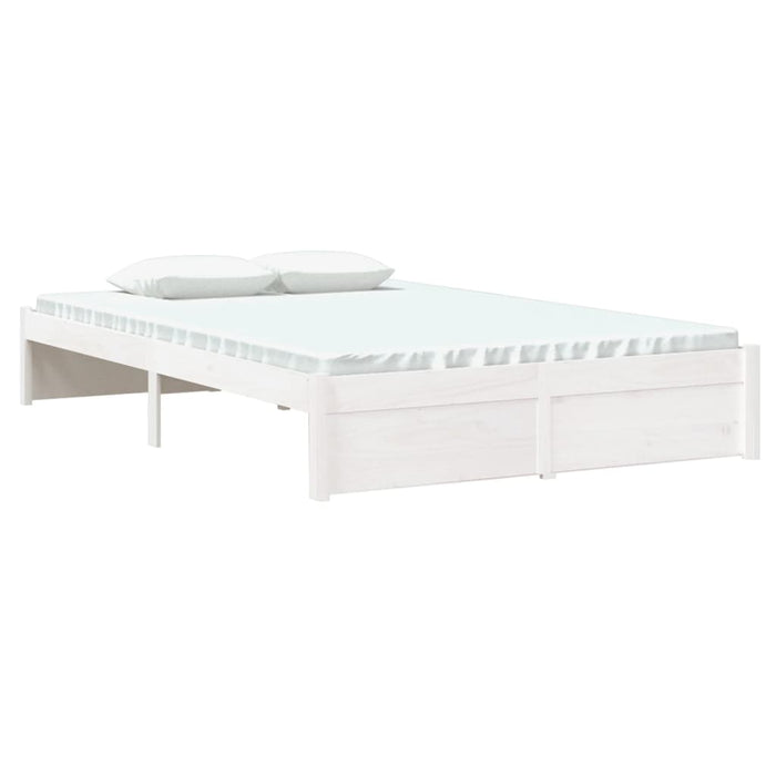 Bed Frame without Mattress White Solid Wood 120x190 cm Small Double