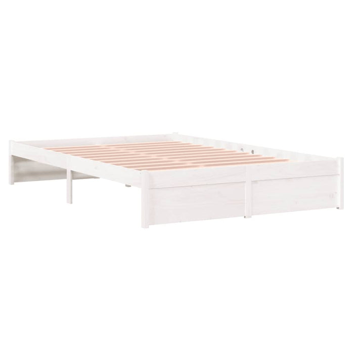 Bed Frame without Mattress White Solid Wood 120x190 cm Small Double