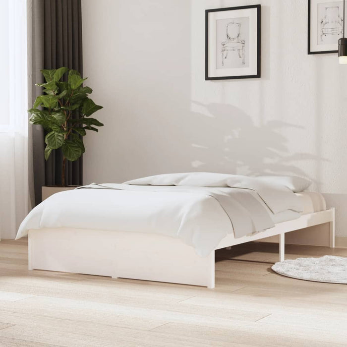 Bed Frame without Mattress White Solid Wood 120x190 cm Small Double