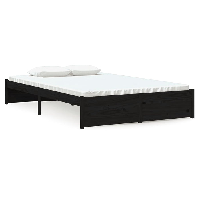 Bed Frame without Mattress Black Solid Wood 120x190 cm Small Double