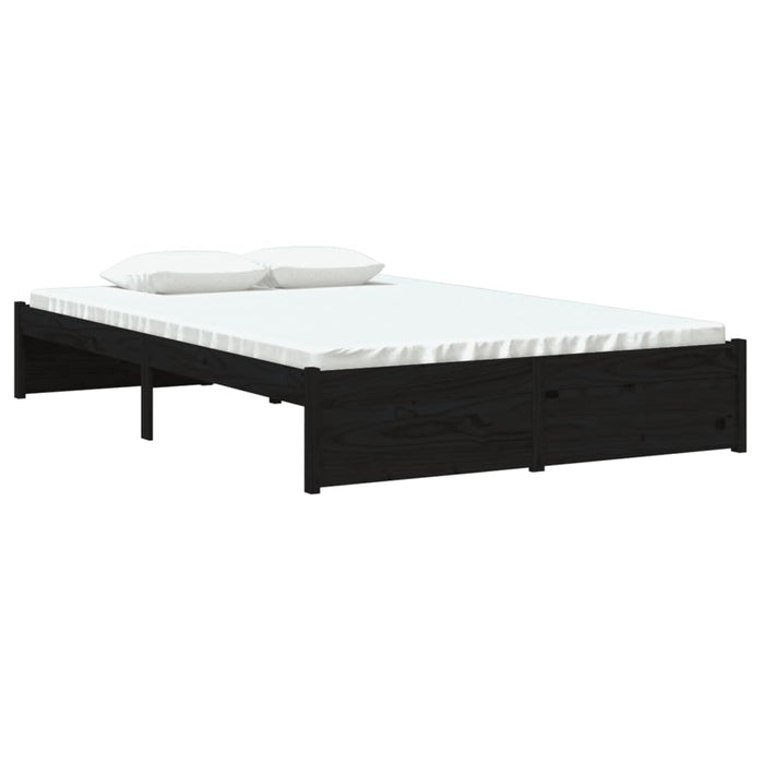 Bed Frame without Mattress Black Solid Wood 120x190 cm Small Double