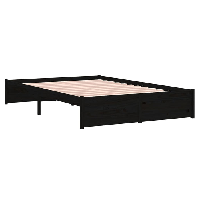 Bed Frame without Mattress Black Solid Wood 120x190 cm Small Double