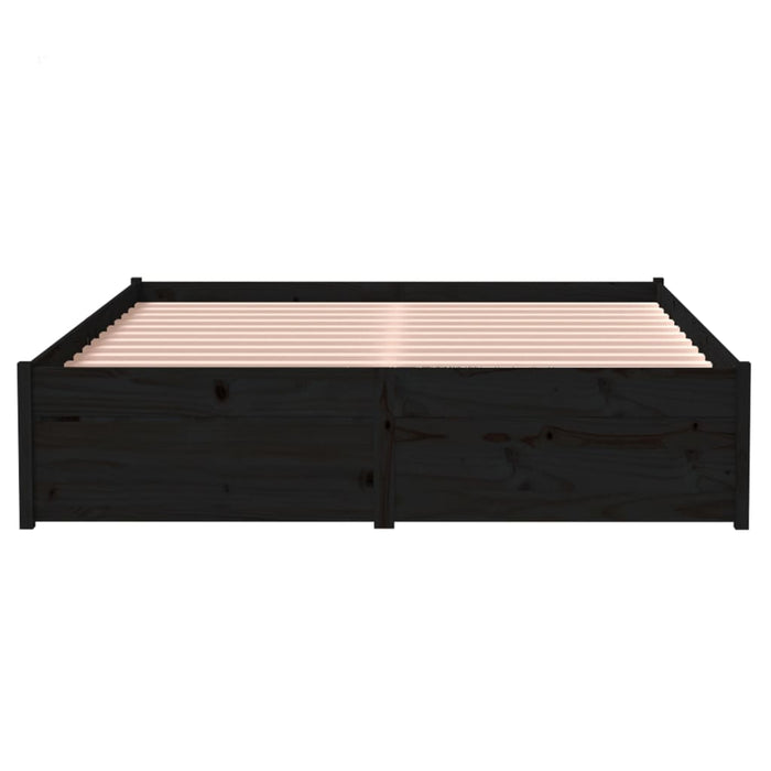 Bed Frame without Mattress Black Solid Wood 120x190 cm Small Double