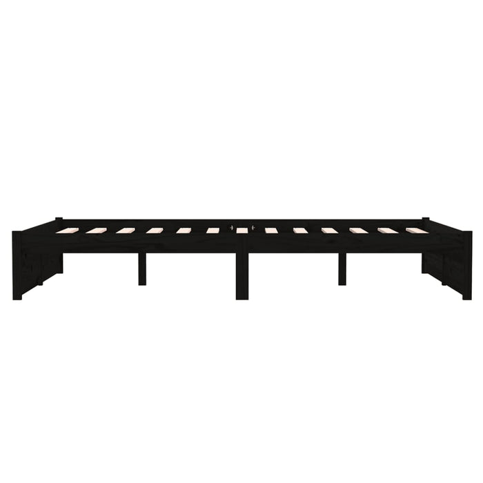 Bed Frame without Mattress Black Solid Wood 120x190 cm Small Double