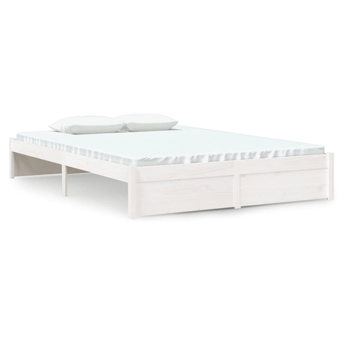 Bed Frame without Mattress White Solid Wood 135x190 cm Double Double