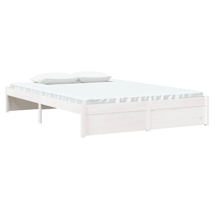 Bed Frame without Mattress White Solid Wood 135x190 cm Double Double