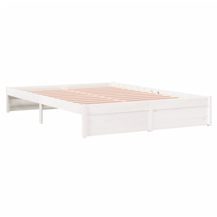 Bed Frame without Mattress White Solid Wood 135x190 cm Double Double