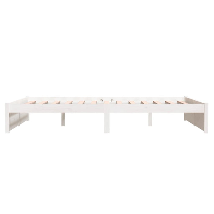 Bed Frame without Mattress White Solid Wood 135x190 cm Double Double