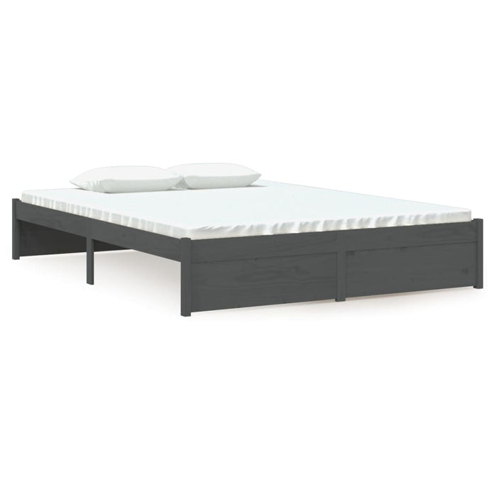 Bed Frame without Mattress Grey Solid Wood 135x190 cm Double Double