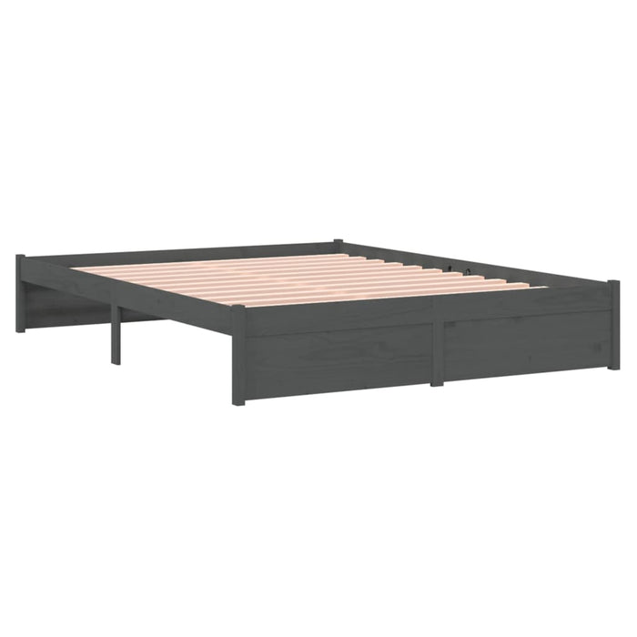 Bed Frame without Mattress Grey Solid Wood 135x190 cm Double Double