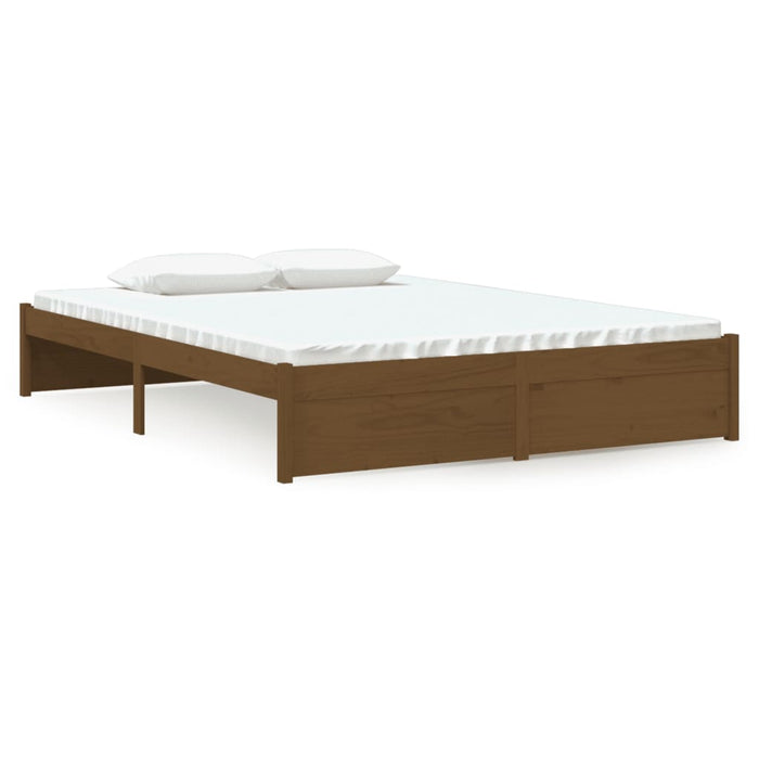 Bed Frame without Mattress Honey Brown Solid Wood 135x190 cm Double